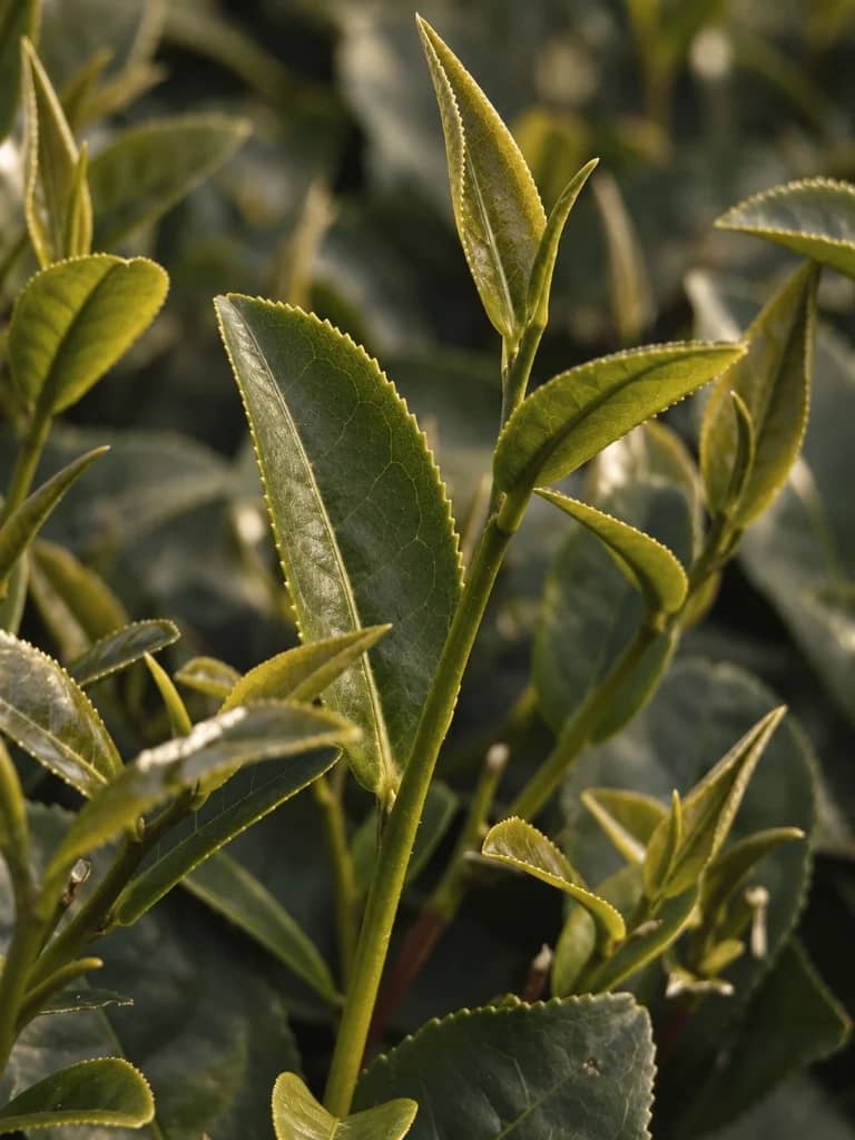 Fragrant green tea leaves interspersed with jasmine petals